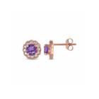 Round Purple Amethyst 10k Gold Stud Earrings