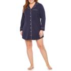 Liz Claiborne Long Sleeve Notch Collar Nightshirt-plus