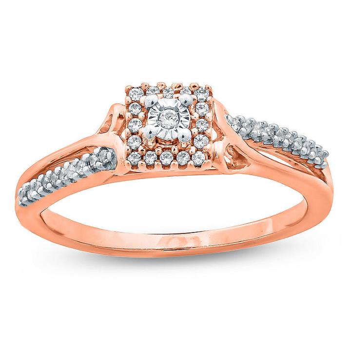Promise My Love Womens 1/10 Ct. T.w. Genuine Round White Diamond 10k Gold Promise Ring