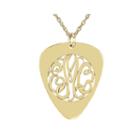 Personalized 14k Gold Over Sterling Silver Monogram Guitar Pick Pendant Necklace