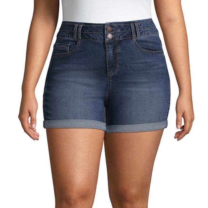 Blue Spice 5 High Rise Denim Shorts-juniors Plus