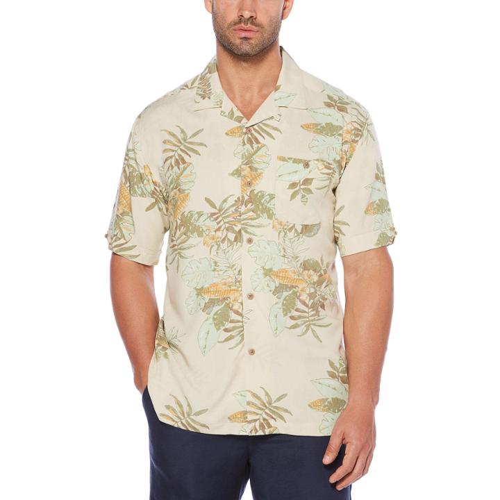 Cubavera Short Sleeve Floral Button-front Shirt