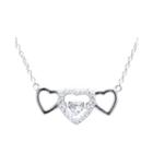 Silver Treasures&trade; Cubic Zirconia Sterling Silver Triple Heart Pendant Necklace