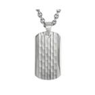 Mens Stainless Steel Hammered Dog Tag Pendant Necklace