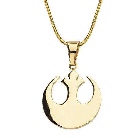 Star Wars Rebel Symbol Mens Stainless Steel Gold-tone Ip Pendant Necklace