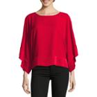 Worthington Short Sleeve Scoop Neck Woven Blouse-talls