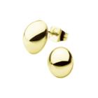 Stainless Steel And Yellow Ip 8x10mm Hollow Button Stud Earrings