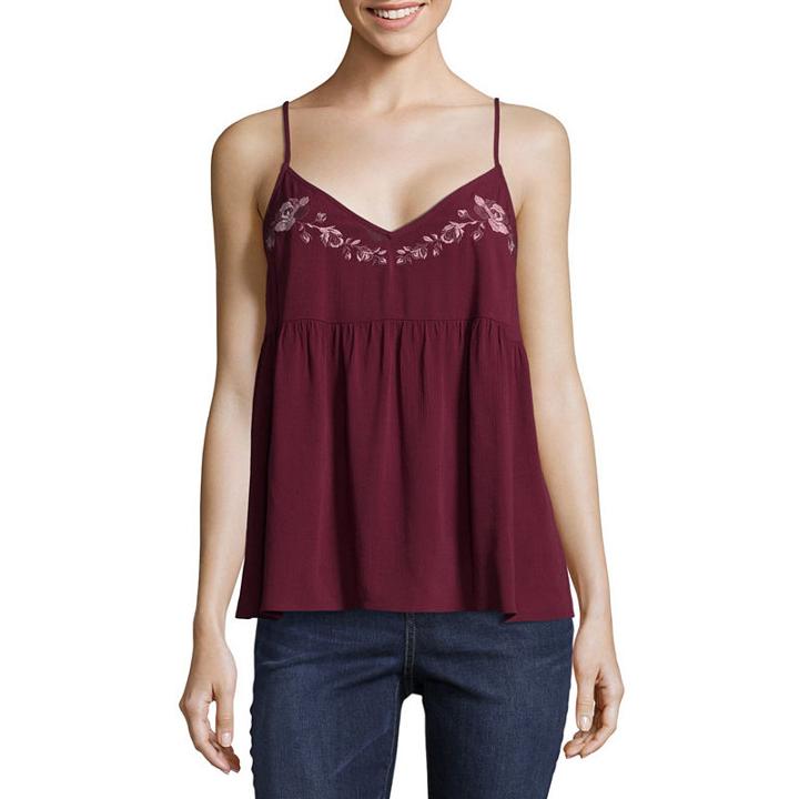 Arizona Embroidered Woven Tank Top-juniors