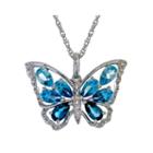 Simulated Blue Topaz Butterfly Pendant Necklace