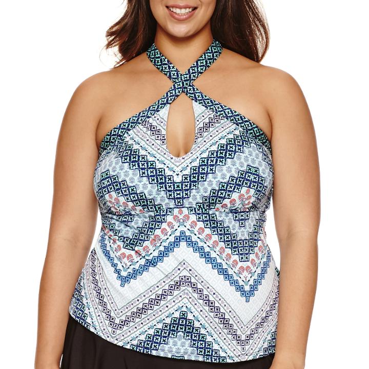 Liz Claiborne Keyhole Tankini Swimsuit Top-plus