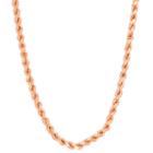 14k Rose Gold Over Silver Solid Rope 30 Inch Chain Necklace