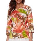 Alfred Dunner Feels Like Spring 3/4-sleeve Tropical Print Top
