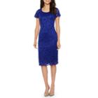 Ronni Nicole Short Sleeve Floral Lace Sheath Dress