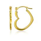 14k Gold 15mm Heart Hoop Earrings
