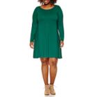 Stylus&trade; Long-sleeve Swing Dress - Plus