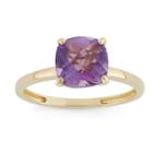 Womens Amethyst Purple 10k Gold Square Cocktail Ring
