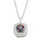 Simulated Mystic Topaz & Cubic Zirconia Sterling Silver Pendant Necklace