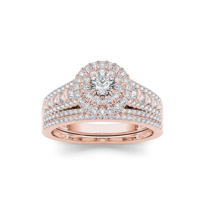 1 Ct. T.w. Diamond 10k Rose Gold Bridal Set