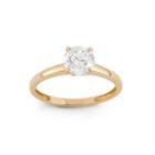 Diamonart Womens 1 Ct. T.w. Lab Created Round White Cubic Zirconia 10k Gold Engagement Ring