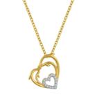 Womens Diamond Accent Genuine White Diamond 14k Gold Over Silver Heart Pendant Necklace