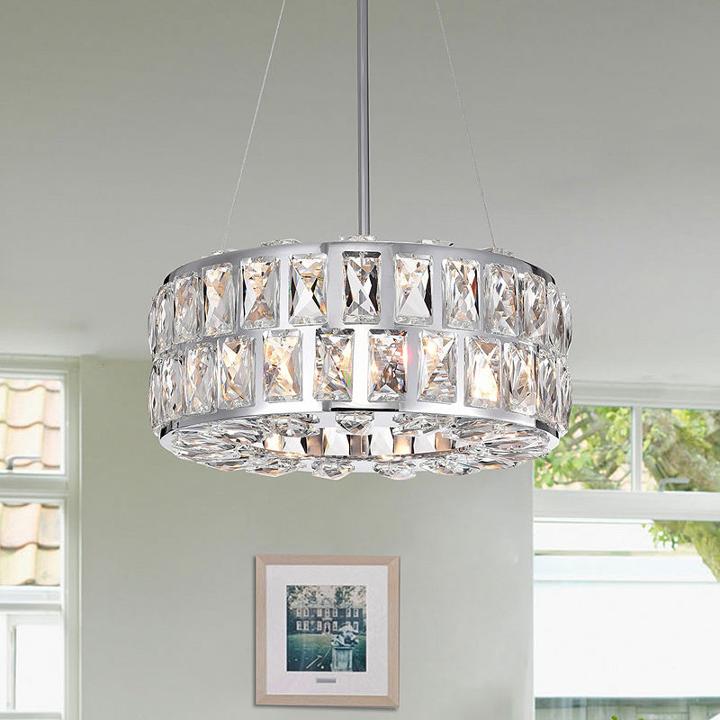 Darine Chrome-finished Metal 13-inch 3-light Pendant With Crystal Accents