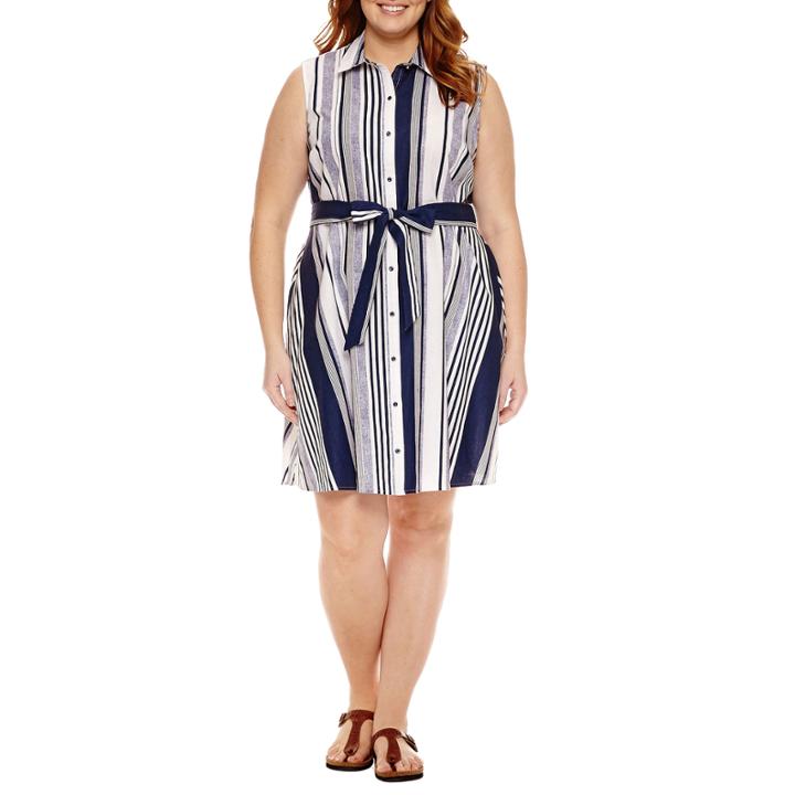 Claiborne Sleeveless Shirt Dress-plus