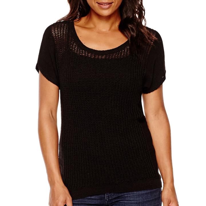 A.n.a Short-sleeve Open-stitch Sweater - Tall
