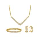 Diamond Blossom 1 C.t.t.w. Diamond 14k Gold Over Brass 3-pc Jewelry Set