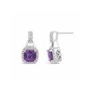 Diamond Accent Purple Amethyst 10k Gold Drop Earrings