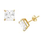 Diamonart 3/4 Ct. T.w. Princess White Cubic Zirconia 10k Gold Over Silver Stud Earrings