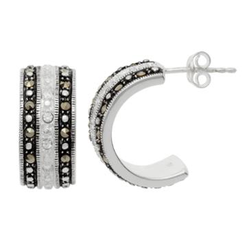 Sparkle Allure Le Vieux Silver Over Brass Hoop Earrings
