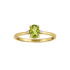 Genuine Peridot Diamond-accent 14k Yellow Gold Ring