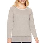 Liz Claiborne Long-sleeve Chiffon-trim Sweatshirt - Petite