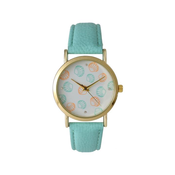 Olivia Pratt Womens Colored Shell Dial Mint Leather Watch 14841mint