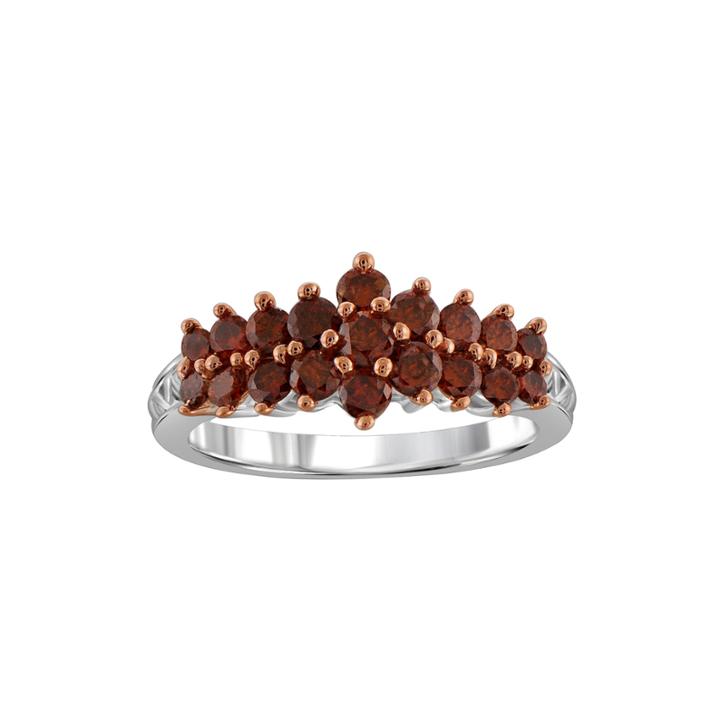 1 Ct. T.w. White & Color-enhanced Red Diamond Sterling Silver Ring