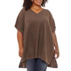 St. John's Bay Rackstitch V-neck Poncho-plus
