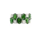 Womens Genuine Green Chrome Diopside Sterling Silver Side Stone Ring