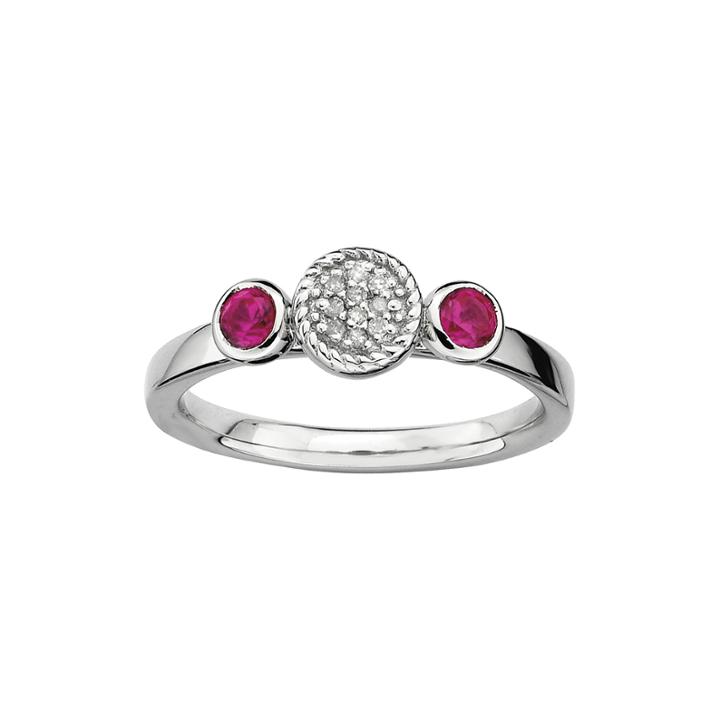Personally Stackable Double Lab-created Ruby & Diamond-accent Ring