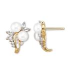 Pearl & White Sapphire Earrings 14k Gold Over Sterling Silver