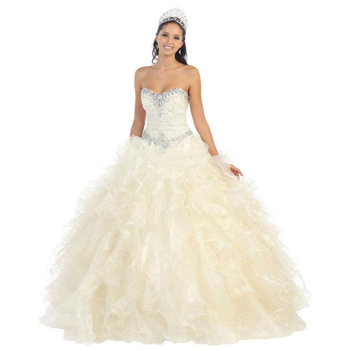 Strapless Ruffled Layered Ball Gown With Bolero Jacket - Juniors