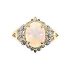 Womens Diamond Accent White Opal 14k Gold Cocktail Ring