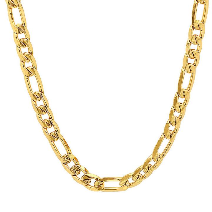 Steeltime 18k Gold Over Stainless Steel Figaro 24 Inch Chain Necklace