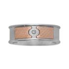 Mens 18k Yellow Gold & Stainless Steel Diamond-accent Band