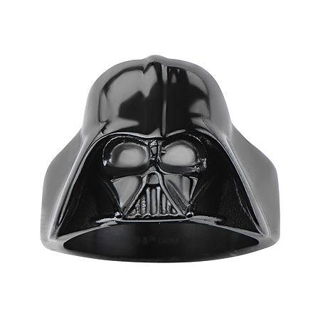 Star Wars Darth Vader Mens Stainless Steel And Black Ip 3d Ring