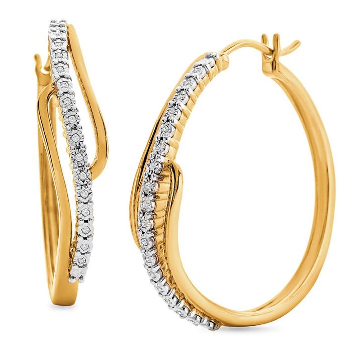 1/10 Ct. T.w. Genuine White Diamond 31mm Hoop Earrings