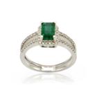 Limited Quantities Emerald And Diamond 14k White Gold Ring