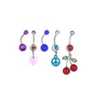 Stainless Steel 316l 5-pc 14 Ga. Crystal Belly Ring Set