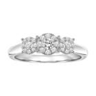 Womens 3/8 Ct. T.w. Round White Diamond Sterling Silver 3-stone Ring