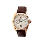 Heritor Automatic Burnell Mens Leather Date-rose Gold Tone/silver Tone/brown Watch