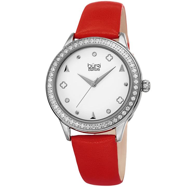 Burgi Womens Red Strap Watch-b-221rd